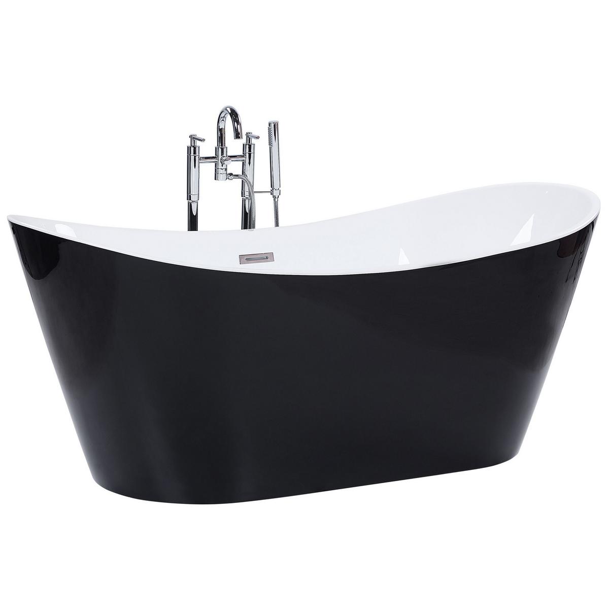 BADEWANNE FREISTEHEND 78x180x72 cm schwarz Antigua - Schwarz, Kunststoff (78/72/180cm) - Beliani