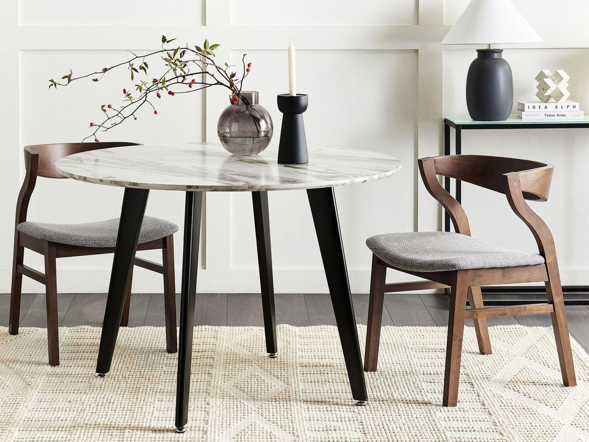 ESSZIMMERSTUHL 2er-Set Holzwerkstoff Dunkler Holzfarbton Maroa - Dunkelbraun, Holz/Textil (51/72/46cm) - Beliani