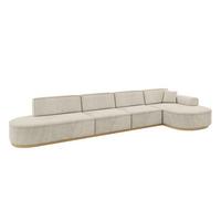 ECKSOFA Ottomane Rechts MARI-L3-v2 - 413x171x83 cm Ecru Velours - Ecru, Holzwerkstoff/Textil (171/413cm) - ALTDECOR