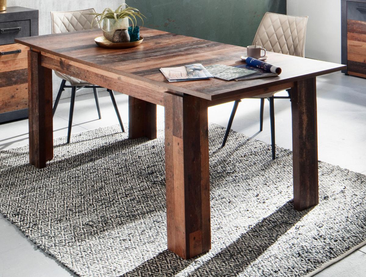 ESSTISCH Old Used Wood Altholz Optik, Küchentisch ausziehbar 160 - 200 x 90 cm - Braun/Grau, Holzwerkstoff (90/160/77cm) - Top.Furn