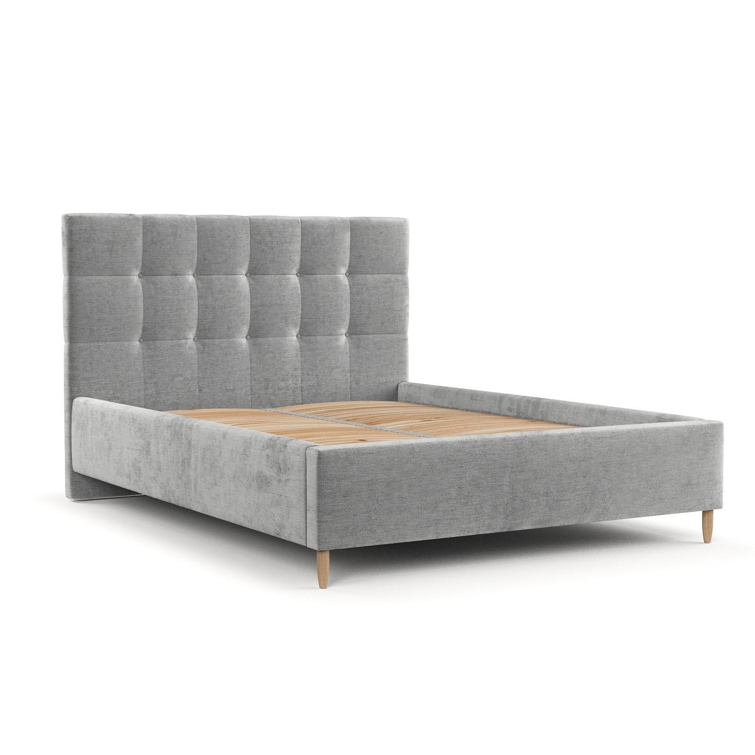 POLSTERBETT Cora 140/200 cm Hellgrau im Lotta Stoff - Hellgrau/Naturfarben, Holz/Holzwerkstoff (140/200cm) - AltaBeds