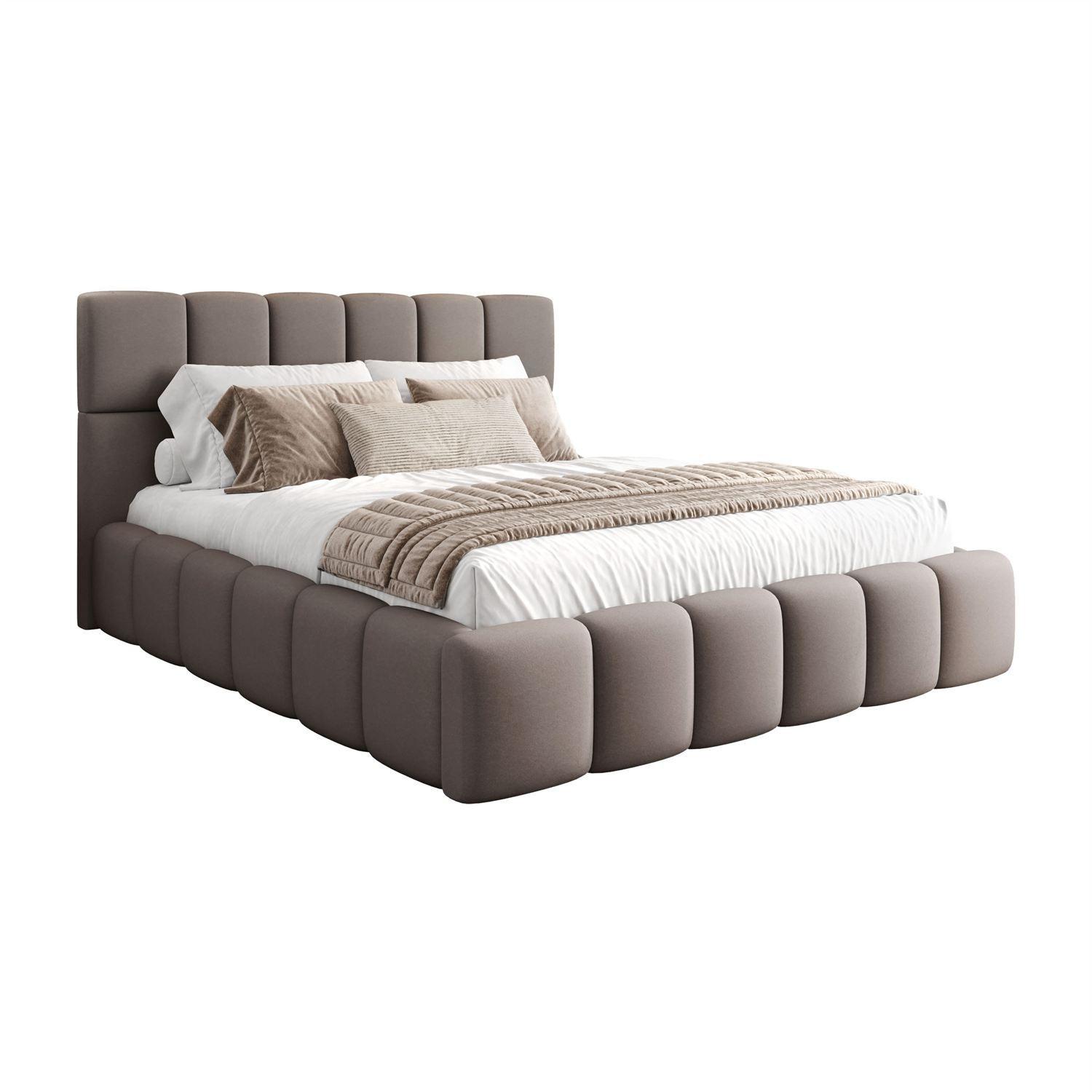 POLSTERBETT VENEZIA mit Bettkasten 120x200, Castel 20 - Taupe, Textil (120/200cm) - Lookway