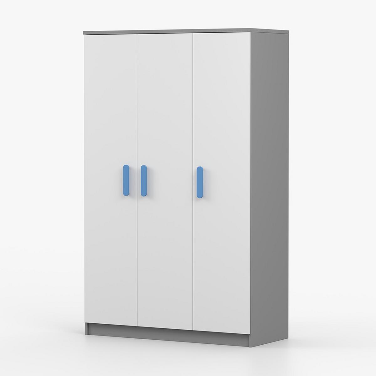 KLEIDERSCHRANK Jonas II 2D 19, 120/192/50, 3-türig, grau - Blau/Grau, Holzwerkstoff (120/194/50cm) - imoebel24