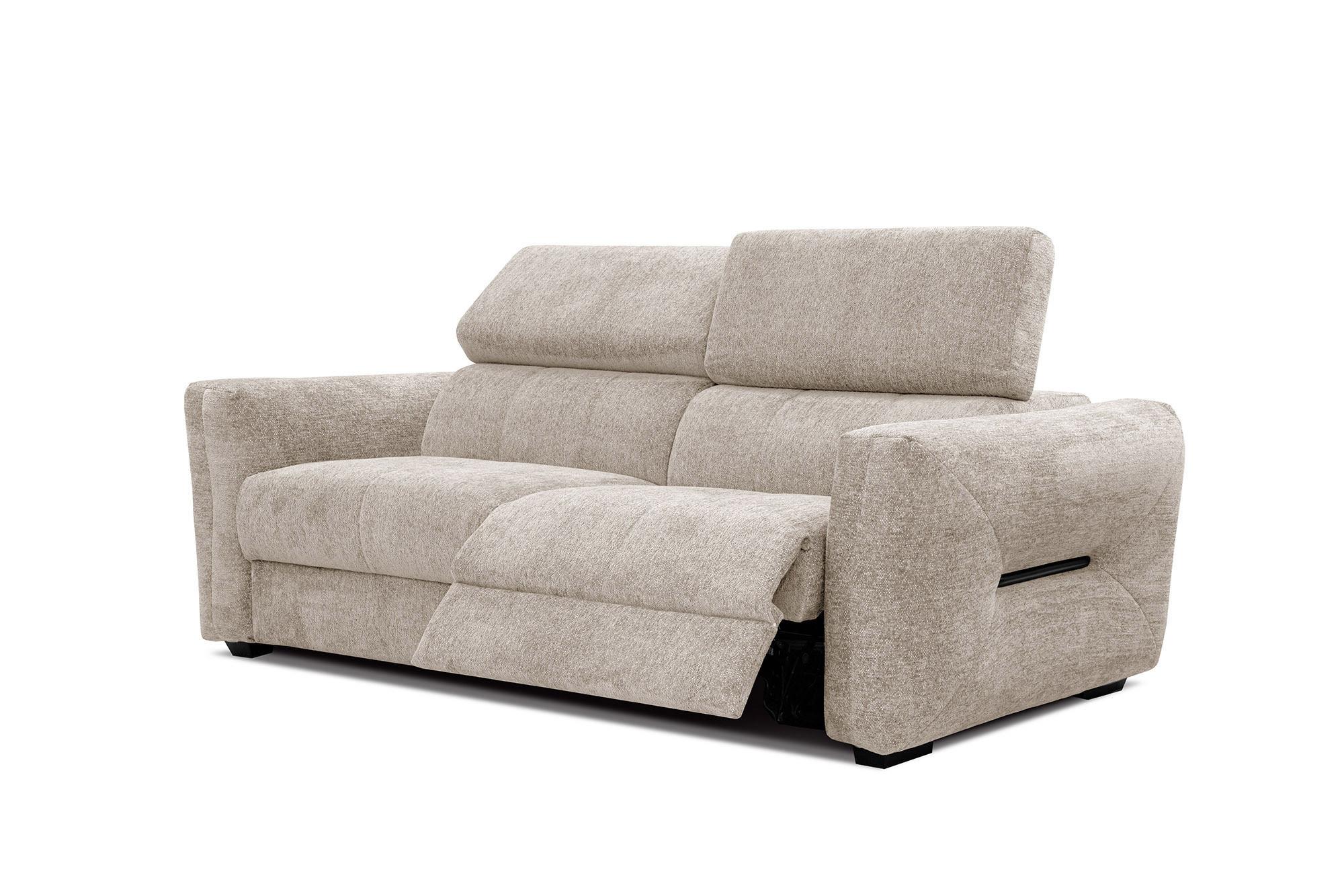 SOFA CALVERA 3-Sitzer mit 1 Relaxfunktion, ecru - Ecru, Holzwerkstoff/Textil (204/79/106cm) - Wozimo