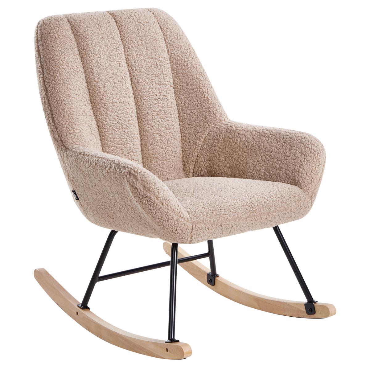 SCHAUKELSESSEL Beige Kinno - Beige/Schwarz, Textil (67/90/81cm) - Beliani