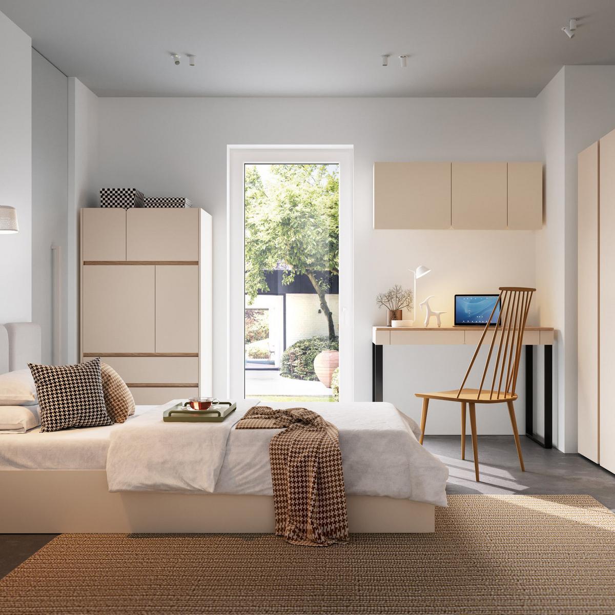 HIGHBOARD Lico mit 2 Schubalden und 4 Türen, Beige Sand - Beige, Holzwerkstoff (80/165/40cm) - Beautysofa