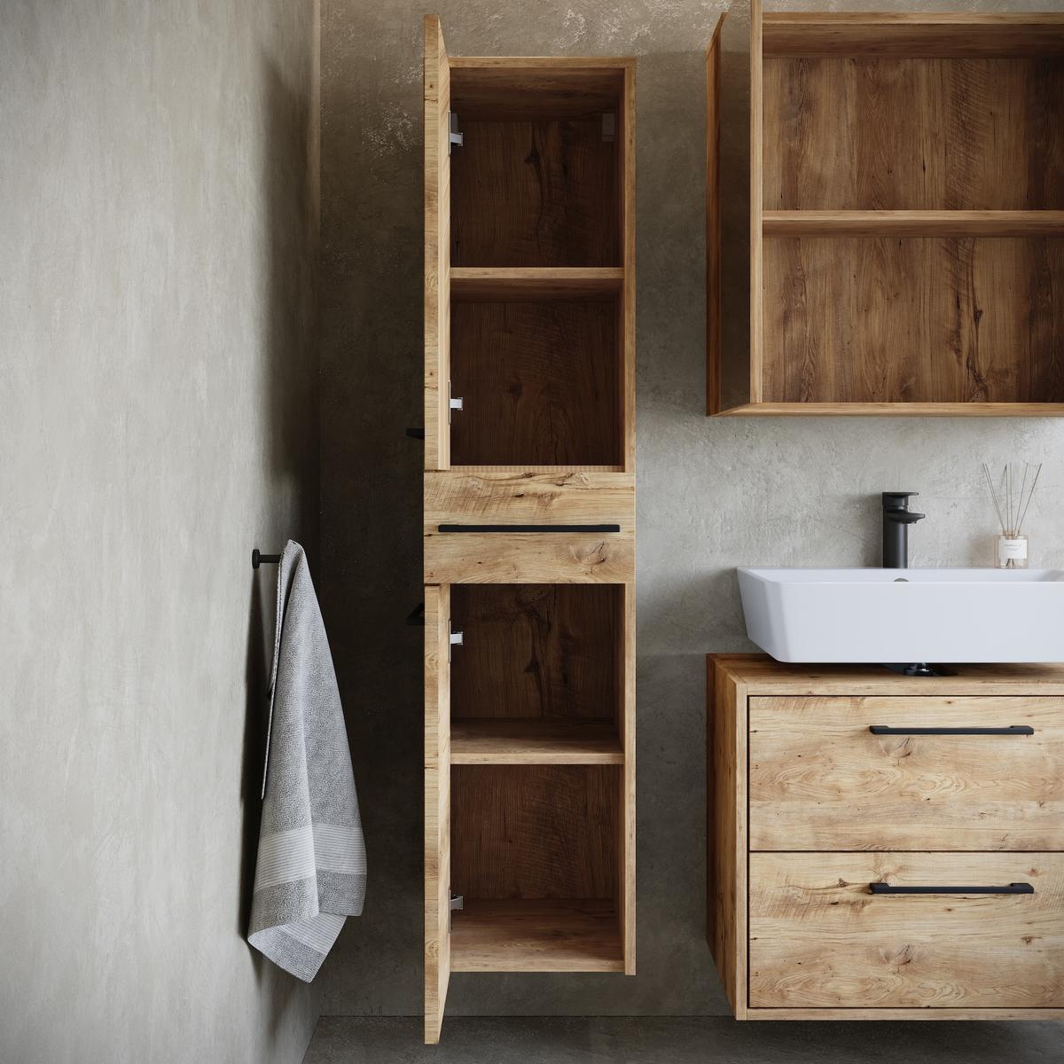 BADMÖBEL-SET Florence 3 Teile Kastanien Eiche - 60 x 35 x 51 cm - Eichefarben, Holz (60/51/35cm) - Badplaats
