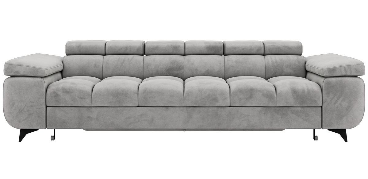 3-SITZER SOFA NIDELLO - Hellgrau Velvet - Hellgrau/Schwarz, Textil/Metall (260/70/97cm) - MKS