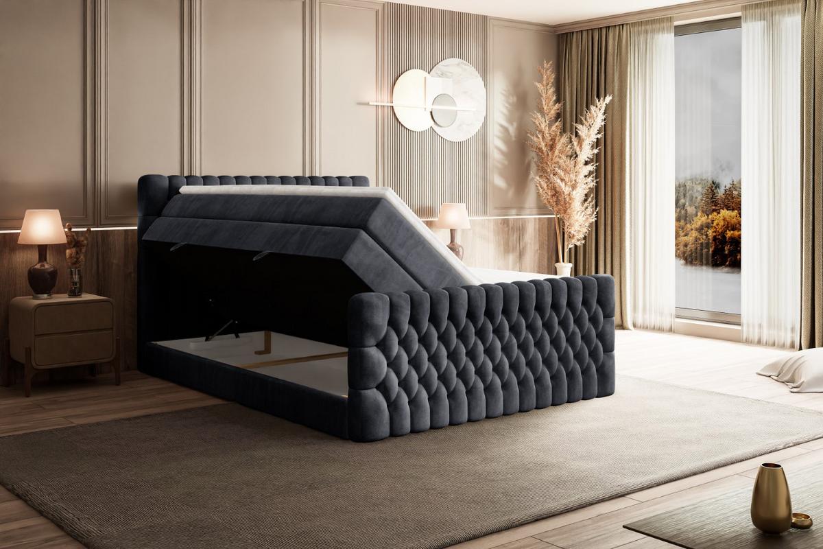 BOXSPRINGBETT SERENE-Z KING - 140 x 200 - H3/H4 - Dunkelgrau - Dunkelgrau, Holzwerkstoff (140/200cm) - ALTDECOR