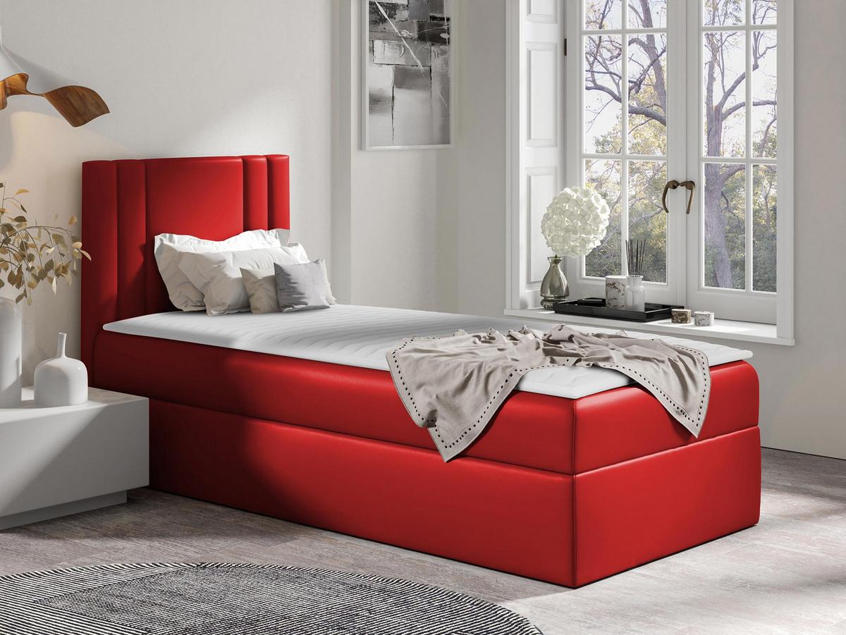 BOXBETT Carmen Mini, Seite zum Öffnen des Bettkastens: Links - H3 - Rot, Holz (90/200cm) - MIRJAN24