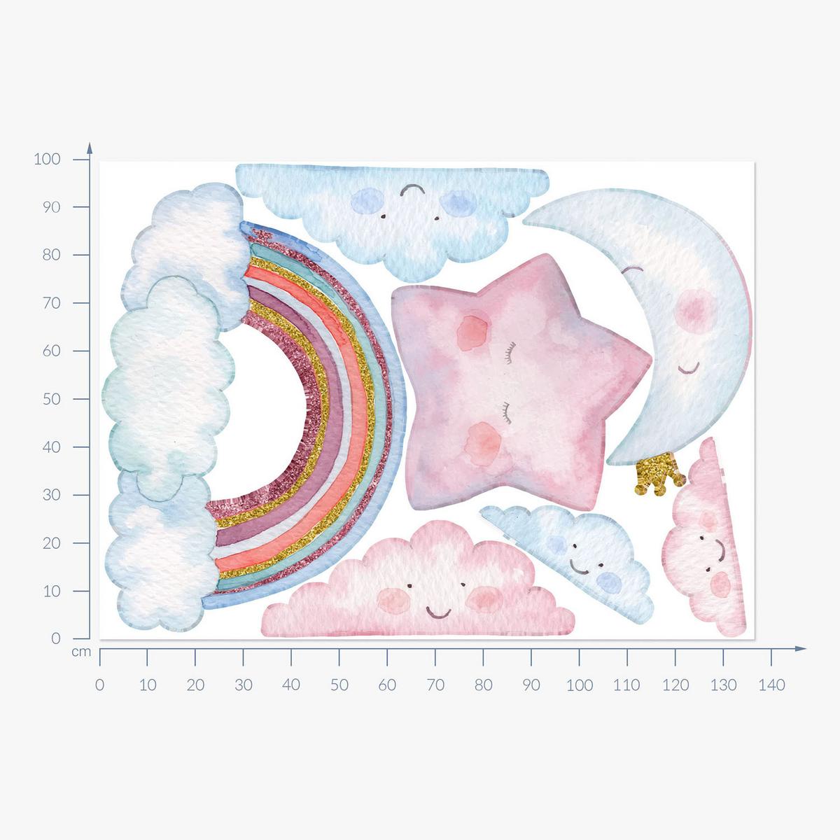 WANDAUFKLEBER 100x137cm - Der Himmel bei Nacht - Multicolor, Kunststoff (100/137/0.1cm) - Wallfluent