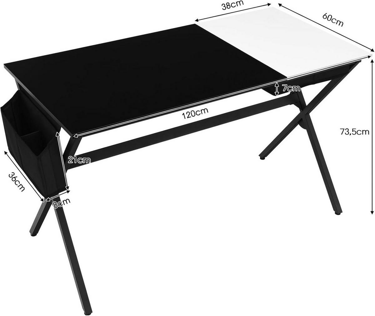 SCHREIBTISCH 74cm Schwarz - Schwarz, Holz (60/120/74cm) - COSTWAY