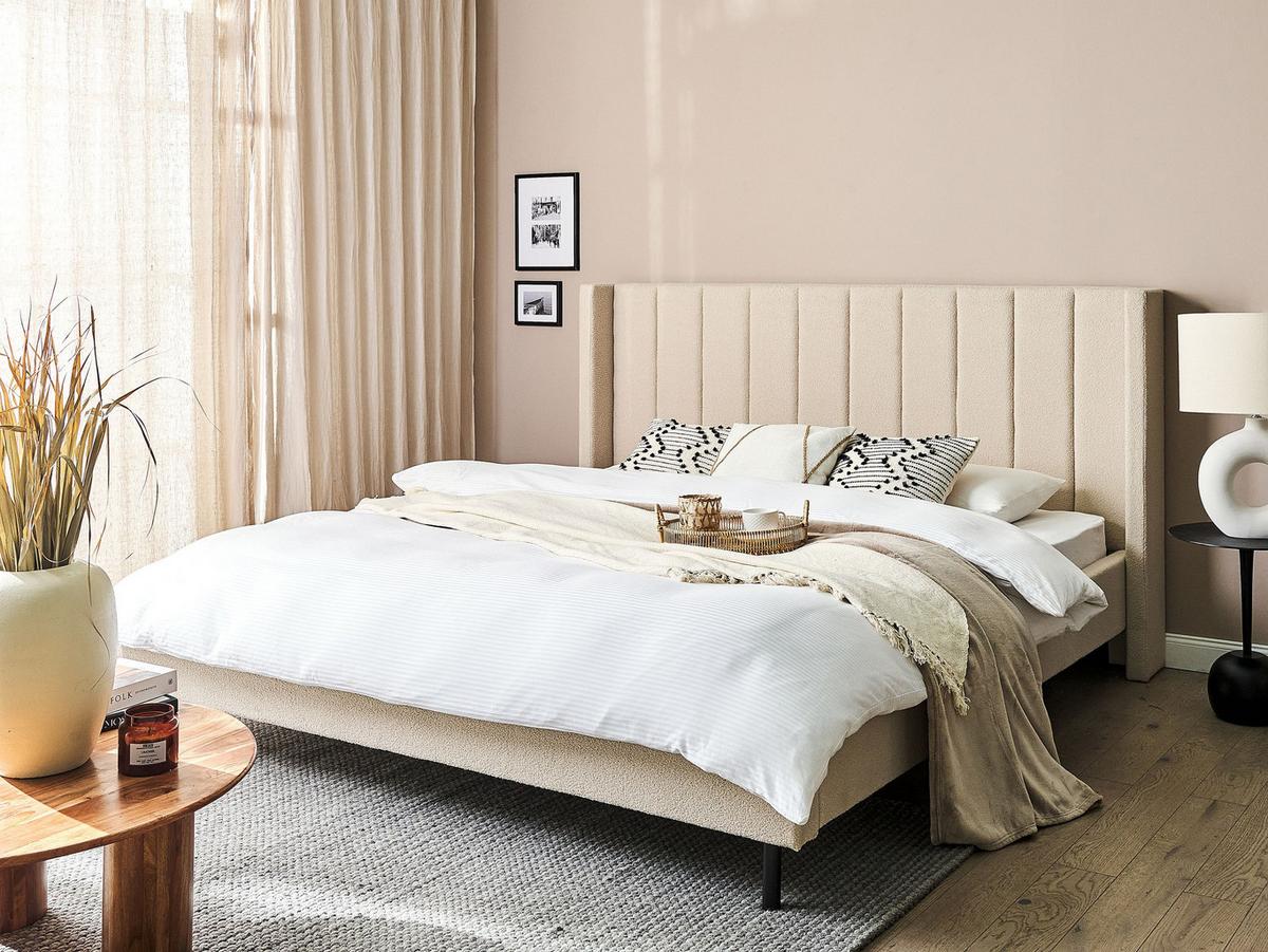 POLSTERBETT mit Lattenrost 180x200 cm Beige Villette - Beige, Textil (180/200cm) - Beliani