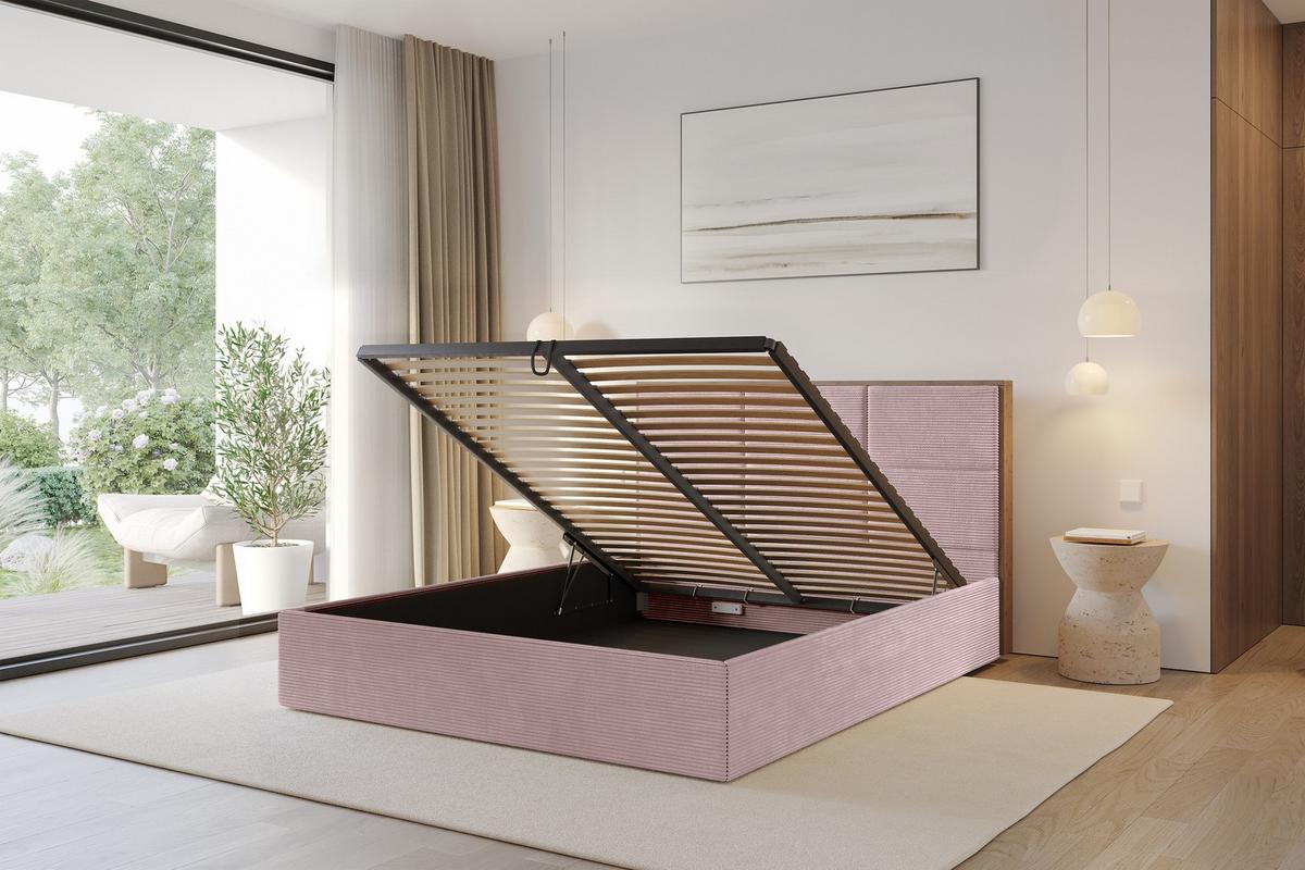 POLSTERBETT mit Bettkasten und Lattenrost, Boxbett ohne Matratze - LILA 140x200 Rosa - Rosa, Holzwerkstoff/Textil (140/200cm) - ALTDECOR