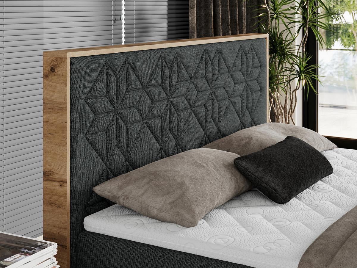 BOXBETT NESSI - 160/200 Dunkelgrau Struktur - H4 - Dunkelgrau, Holz/Textil (160/200cm) - MKS
