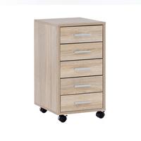 SCHUBLADENSCHRANK Holz 5 Schubladen Mit Rollen ITTER, Beige 33x38x63 cm - Beige/Schwarz, Holz/Kunststoff (33/63/38cm) - KADIMA DESIGN