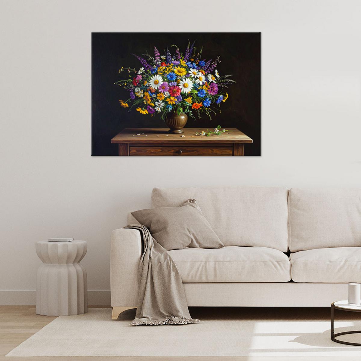 LEINWANDBILD Blumen 120x80cm - Multicolor, Textil (120/80cm) - Feeby