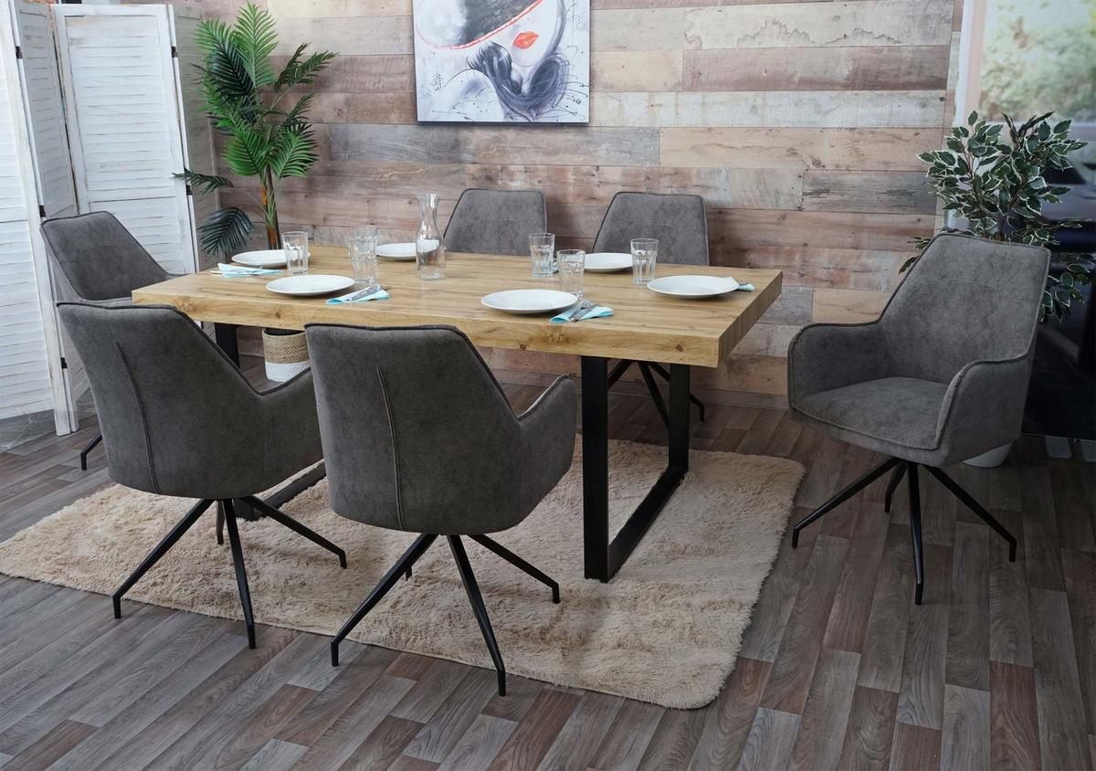 ESSZIMMERSTUHL Grau 6er-Set - Dunkelgrau/Grau, Textil (59/91/60cm) - MCW