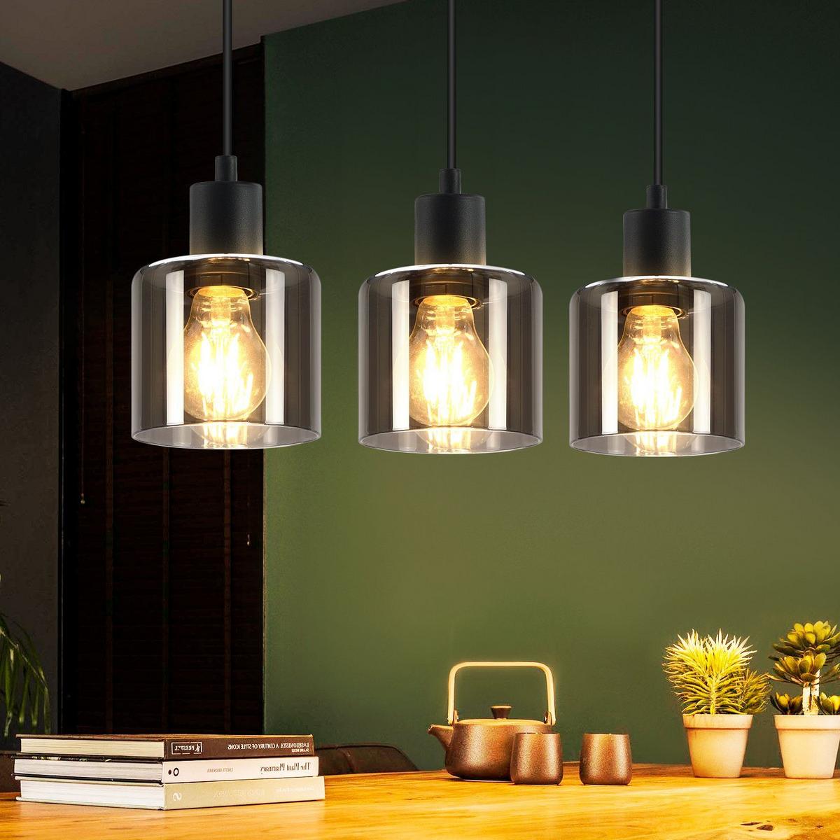 PENDELLEUCHTE Klassik 3-flammig 68/11/195 cm - Grau, Glas (68/11/195cm) - Nettlife