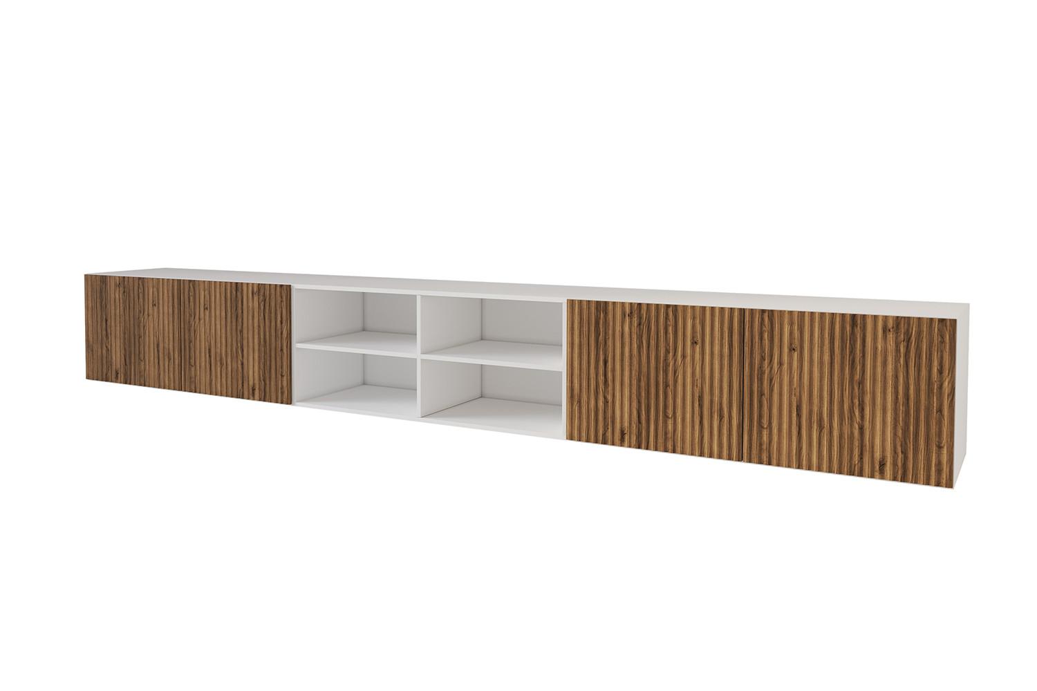LOWBOARD NOA-2-W 3x100x40x40 cm - Weiß / Katania - Eiche Wotan, Holzwerkstoff (300/40/40cm) - ALTDECOR