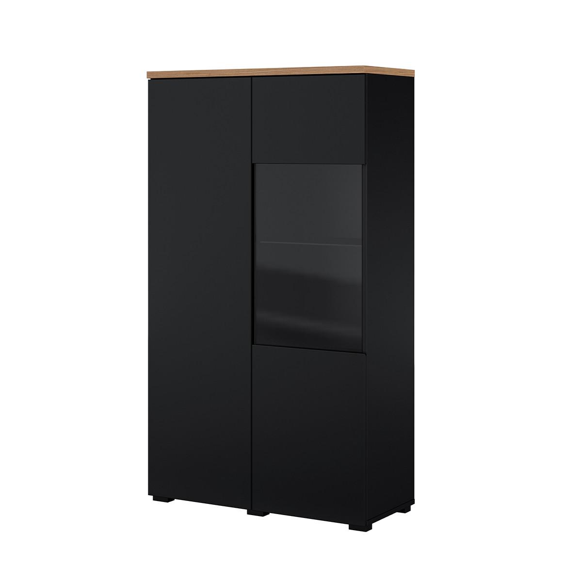 GESCHIRRSCHRANK Liko Schwarz und Holz - Schwarz, Holzwerkstoff (80/140/34.5cm) - Petits-meubles