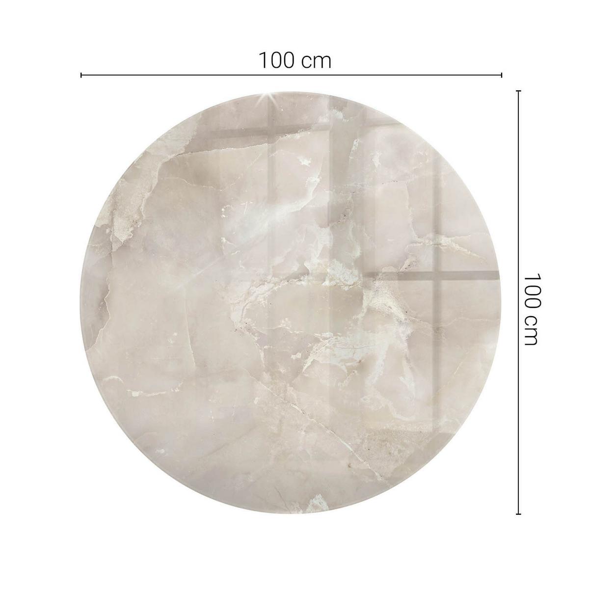 TISCHPLATTE fi100 cm Marmorstrukturmuster - Creme, Glas (100/100/0.4cm) - TULUP