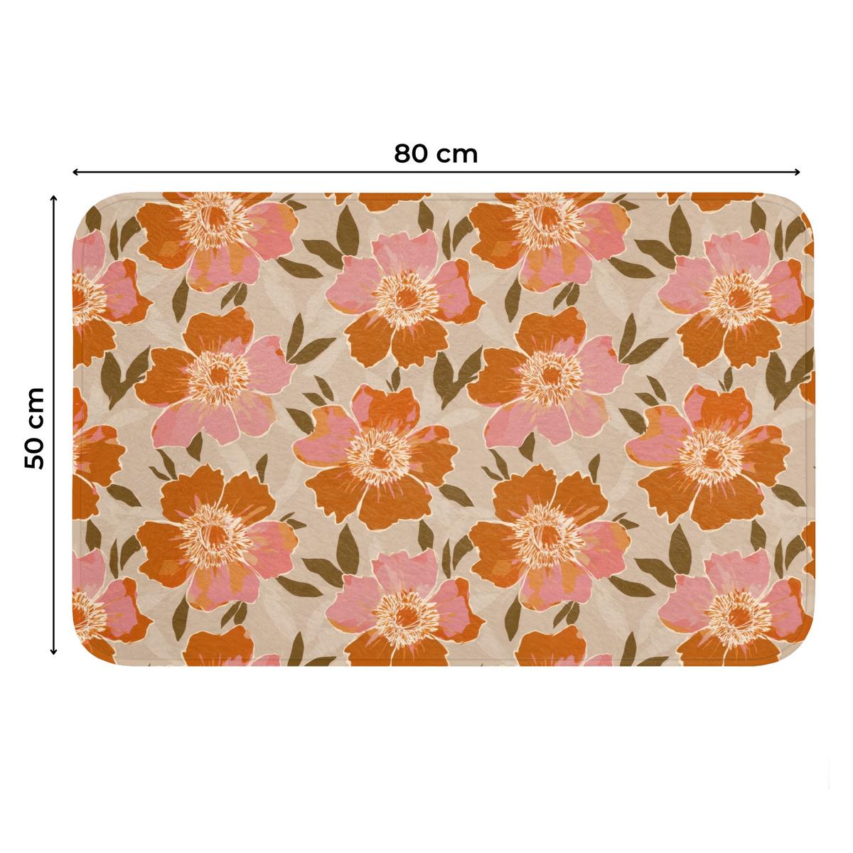 WC-VORLEGER Blumen - Motiv - Retro Toilettenteppich 80x50 cm - Multicolor, Textil (80/1cm) - OnlyWow