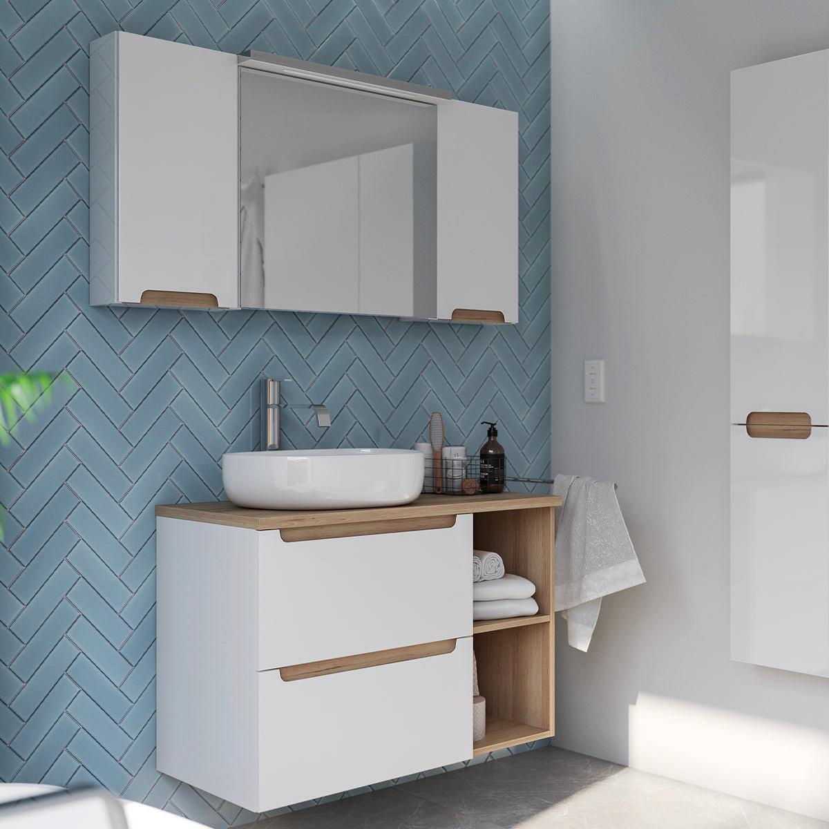 WASCHTISCHUNTERSCHRANK 90cm Livia Weiß - Weiß, Holzwerkstoff (90/62.5/46cm) - Petits-meubles