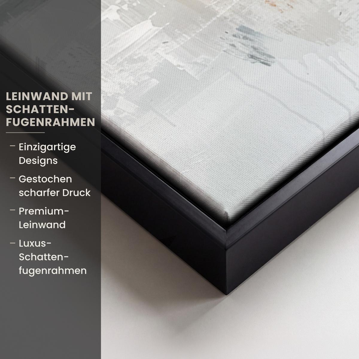 LEINWAND Bilder mit Rahmen - Kunst - Grau - Gold - Abstrakt - 60x80 - Dunkelgrau, Textil (60/80cm) - MuchoWow