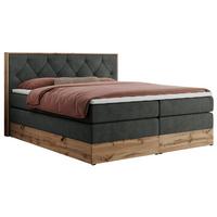 BOXSPRINGBETT VENETO KING 140/200 Dunkelgrau Struktur - H4 - Dunkelgrau, Holz/Textil (140/200cm) - MKS