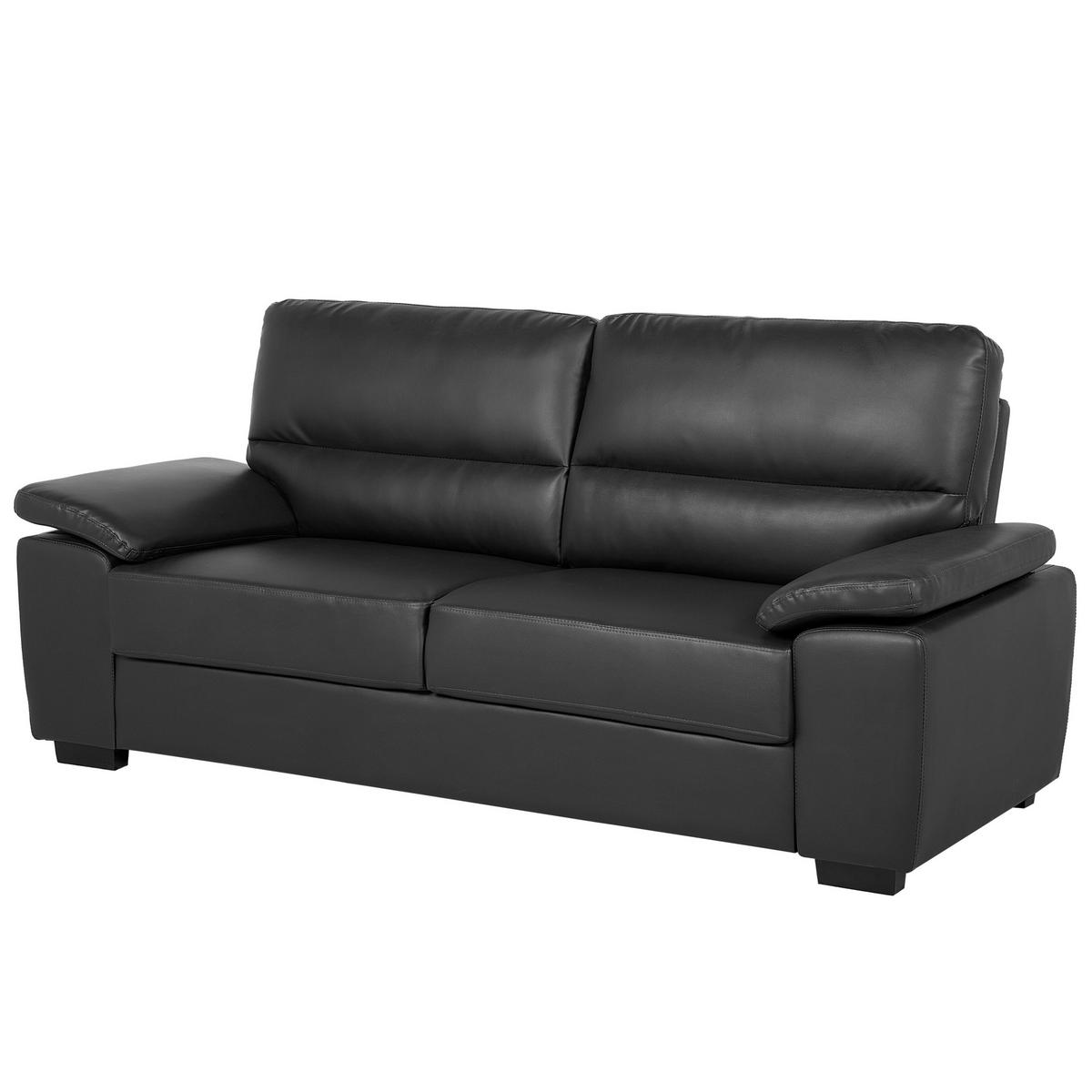 3-SITZER-SOFA Kunstleder Schwarz Vogar - Schwarz, Kunststoff/Textil (195/90/74cm) - Beliani