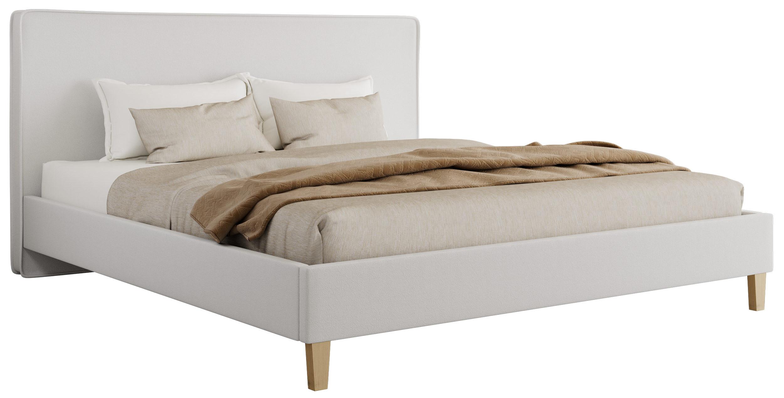 POLSTERBETT LUMARO CLASSIC 140/200 - Weiß Kunstleder - Matratze Foam - Weiß/Kernbuche, Holz/Textil (140/200cm) - MKS
