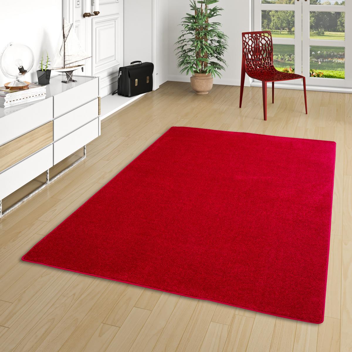 HOCHFLOR VELOURS TEPPICH LUNA - Rot, Textil (160/240cm) - Snapstyle