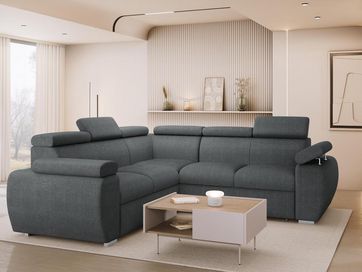 ECKSOFA Boston Maxi - Chromfarben/Blaugrau, Holz/Textil (260/260cm) - MIRJAN24