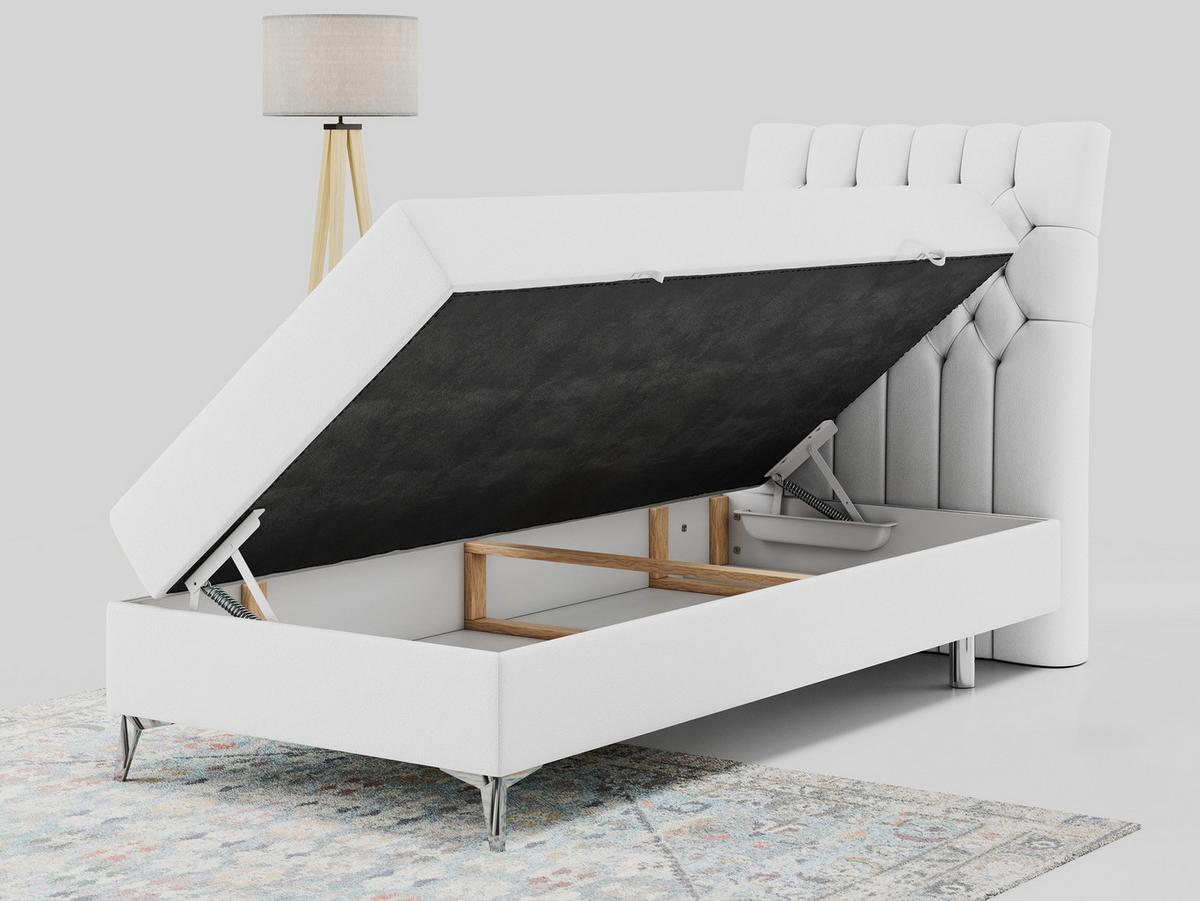 BOXBETT MILEN 90/200 Weiß Kunstleder - H3 - Rechts Seite - Weiß, Holz/Textil (90/200cm) - MKS