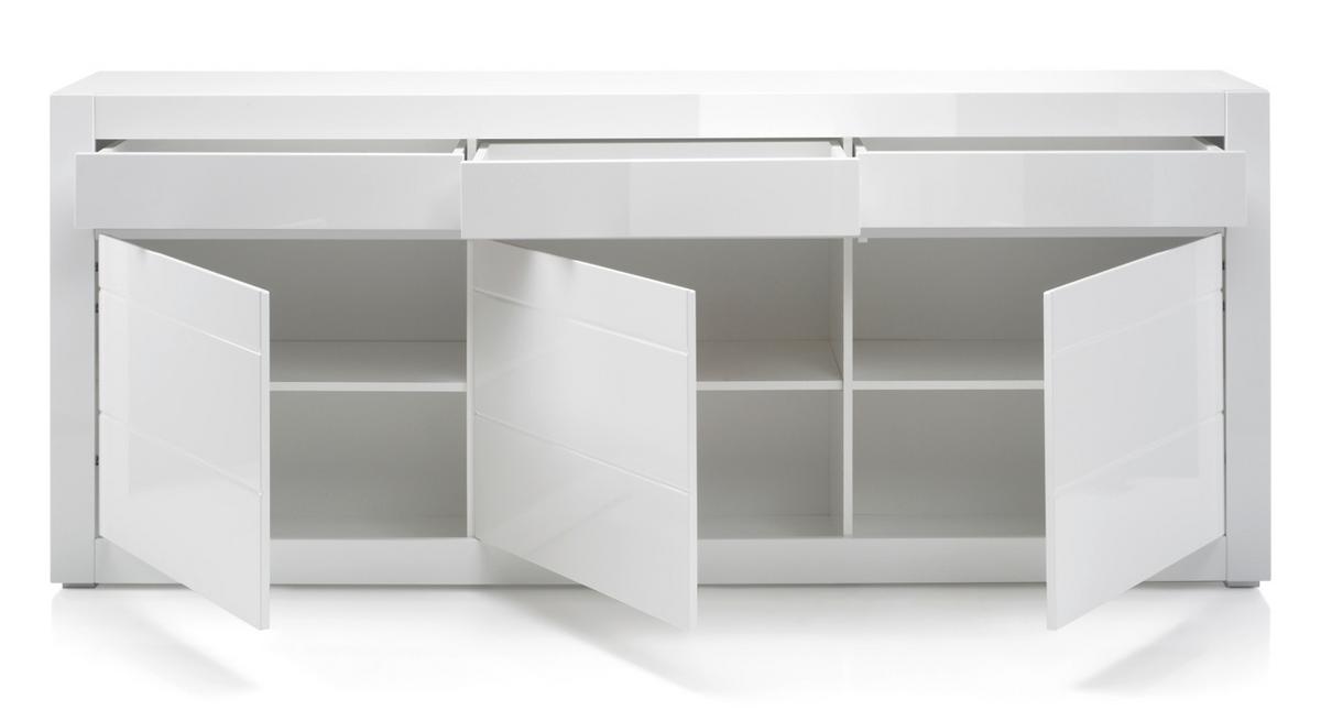 SIDEBOARD Hochglanz weiß, mit weiß oder grau, große Anrichte 217 cm Soft-Close-Funktion - Weiß Hochglanz/Weiß, Holzwerkstoff/Kunststoff (217/90/42cm) - Furn.Design