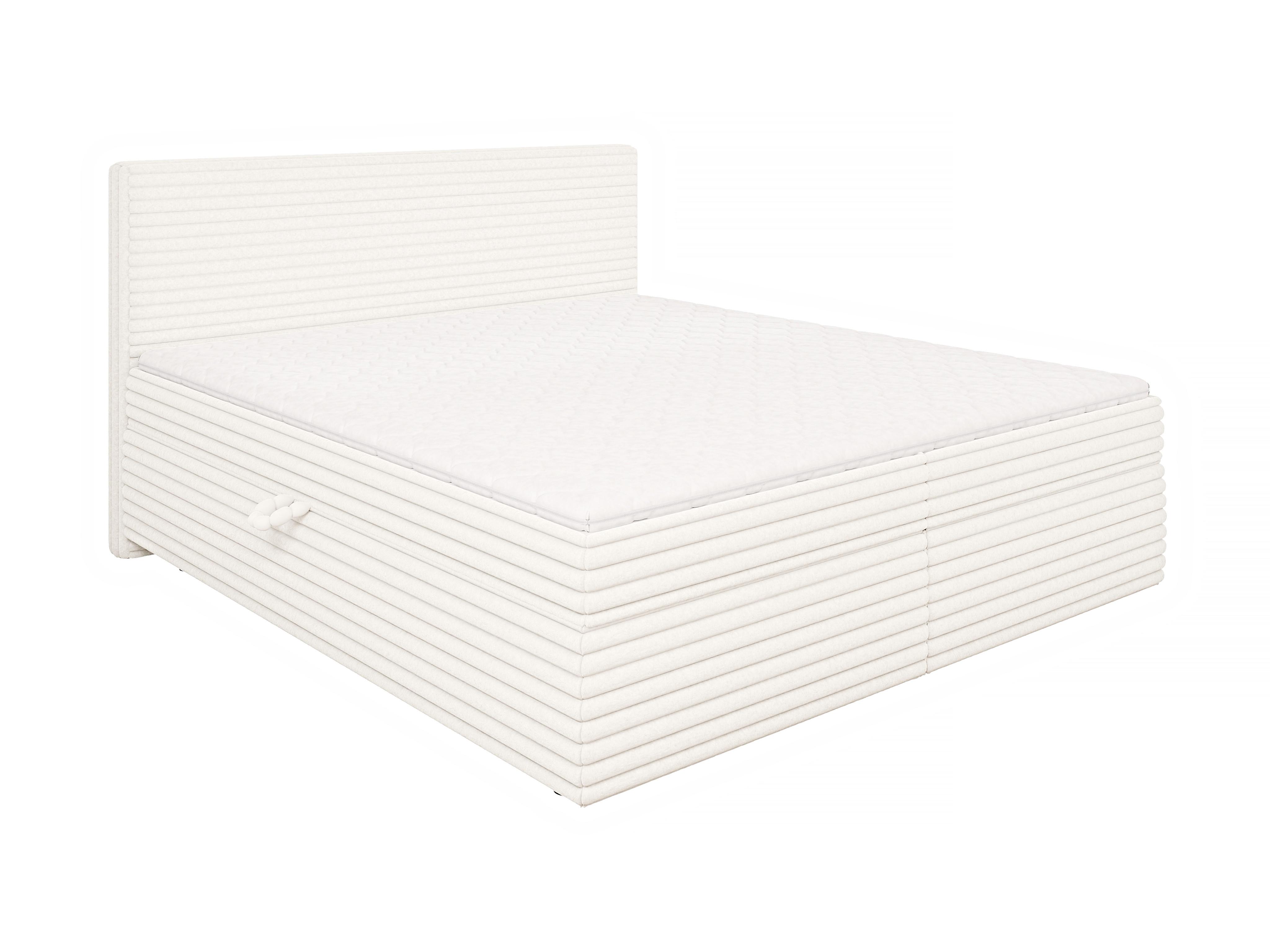 BOXBETT Roma 180/200 cm Hellbeige Plüschcord - Beige/Schwarz, Holz/Kunststoff (180/200cm) - S-Style