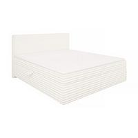 BOXBETT Roma 180/200 cm Hellbeige Plüschcord - Beige/Schwarz, Holz/Kunststoff (180/200cm) - S-Style