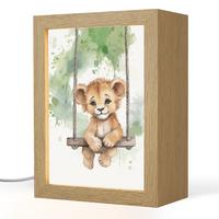 NACHTTISCHLAMPE Löwe - Tier - Kinder - Dschungel 15x20 cm - Weiß, Holzwerkstoff (8/15/20cm) - OnlyWow