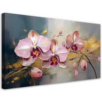 LEINWANDBILD Rosa Orchideen-Blumen-Glamour 120x60cm - Pink, Textil (120/60cm) - Feeby