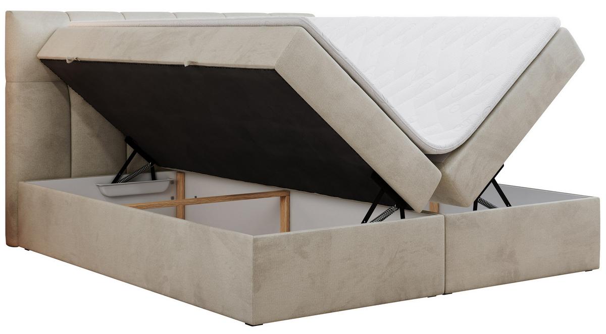 BOXBETT RICO 140/200 Beige Velvet - H3 - Beige, Holz/Textil (140/200cm) - MKS