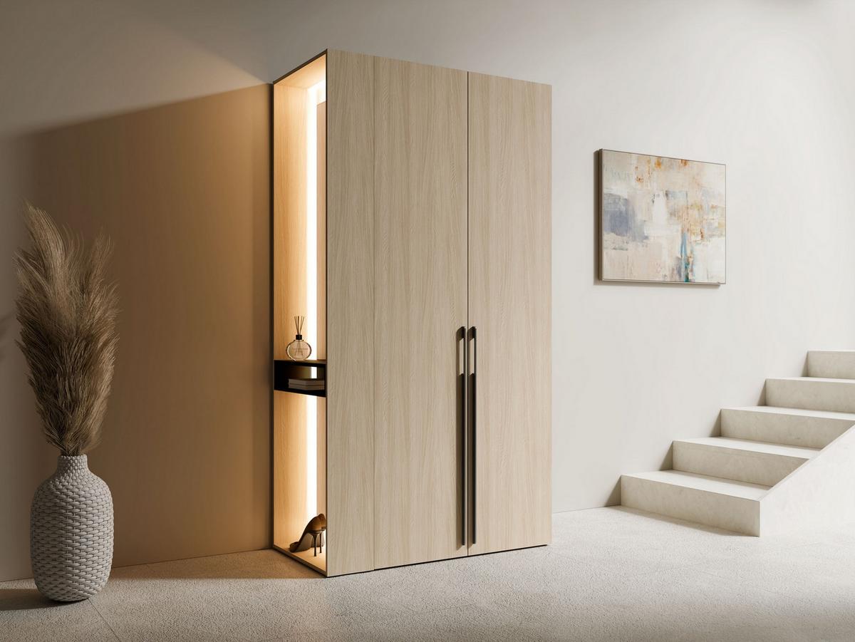 DREHTÜRENSCHRANK FERYN 110,9/207,5/58cm 2-türig mit Spiegel Sonoma Eiche - Sonoma Eiche, Holzwerkstoff (110.9/207.5/58cm) - MASSENO