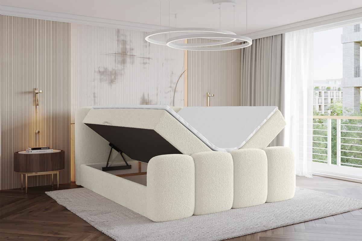 BOXBETT mit Matratze H4 und Lattenrost - NINA-Z - 200x200 cm Quelle - Beige - Sandfarben, Holzwerkstoff (200/200cm) - ALTDECOR