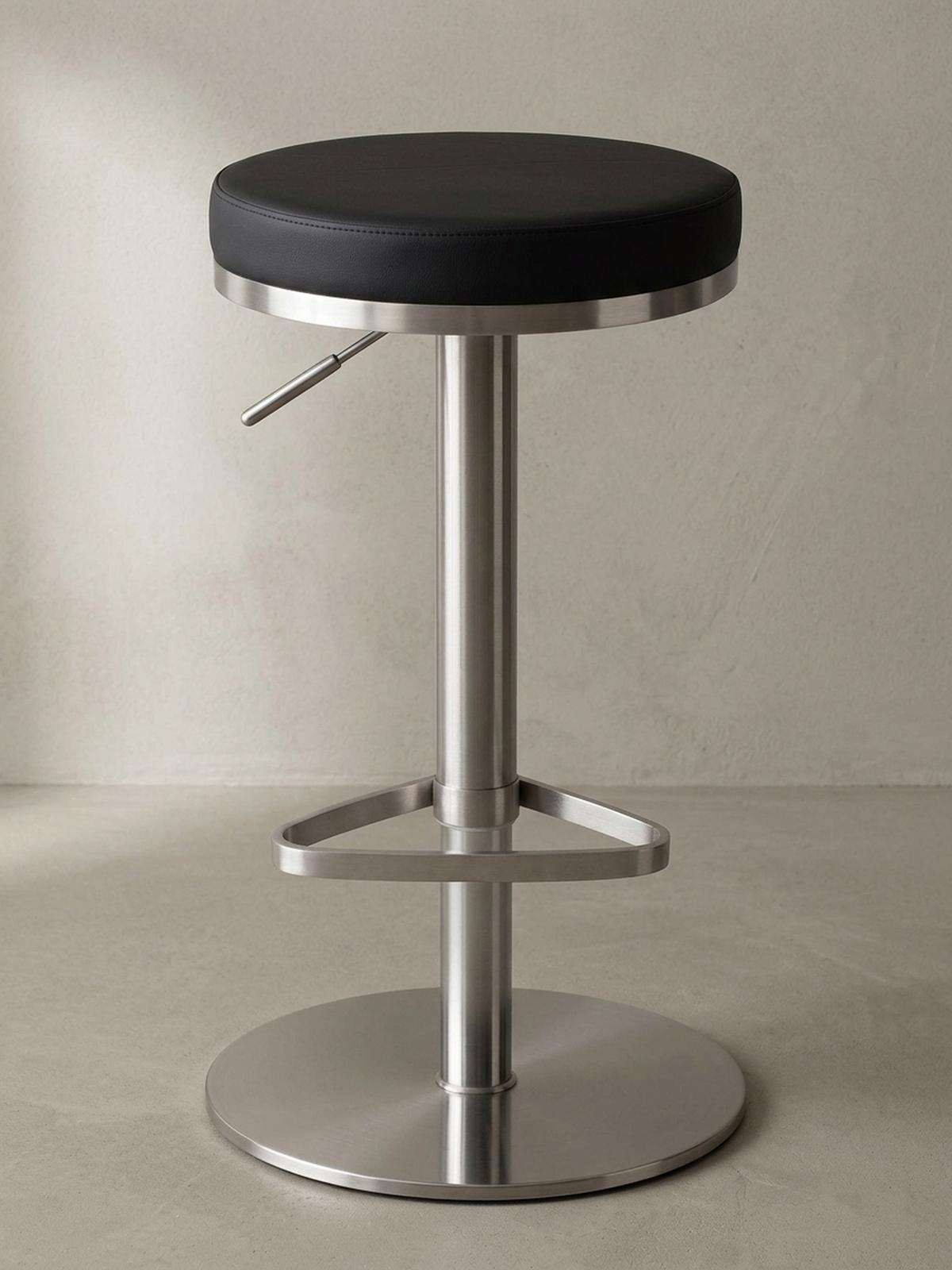 BARHOCKER Höhenverstellbar Gepolstert Triangel-Fußablage ELBE, Schwarz 38x38x82 cm - Silberfarben/Schwarz, Kunststoff/Textil (38/82/38cm) - KADIMA DESIGN