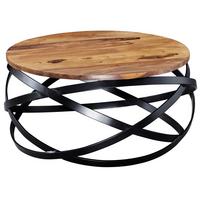 COUCHTISCH Industrial, Braun, Massives Holz und Metall, Modernes Design - Schwarz/Braun, Holz/Metall (60/60/30cm) - KADIMA DESIGN