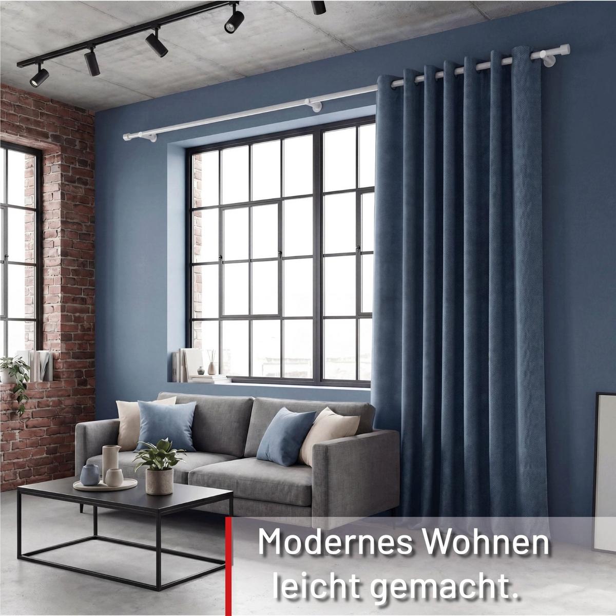 GARDINENSTANGE auf Maß 1-lauf Wandmontage Kappe 200cm - Weiß, Metall (200cm) - Deco-Raum