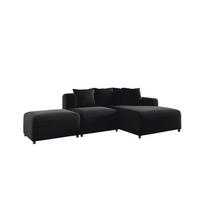 ECKSOFA Megan Xs In Stoff Salvador - Schwarz, Holzwerkstoff/Textil (304/165cm) - Fun Möbel
