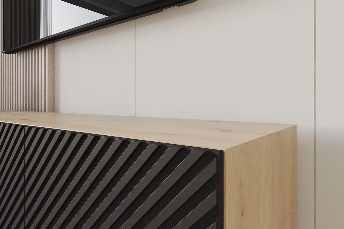 LOWBOARD ZENO-W 3x100x40x40 cm - Artisan / Schwarz - Schwarz, Holzwerkstoff (300/40/40cm) - ALTDECOR