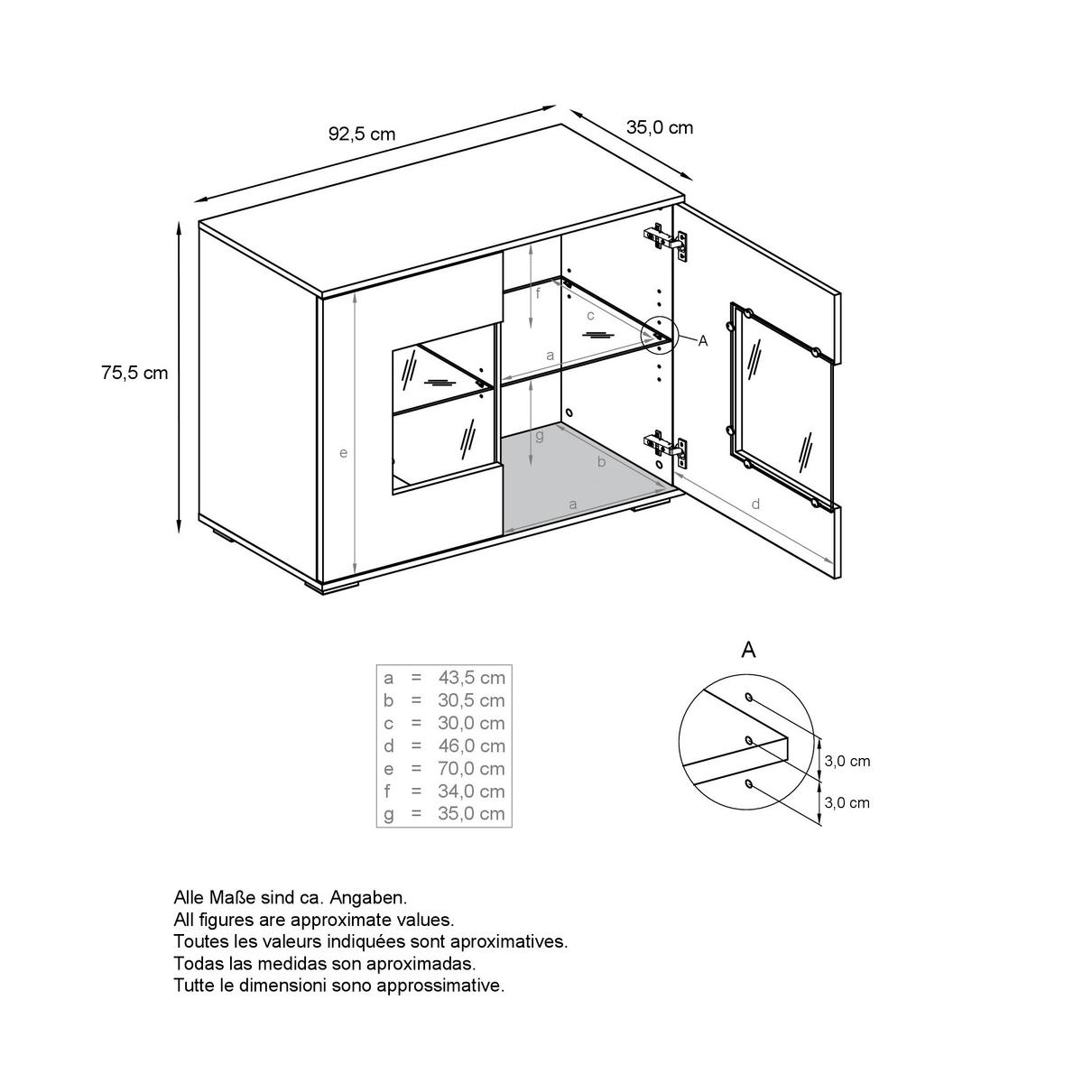 KOMMODE Grömitz Avola-Anthrazit - Anthrazit, Holzwerkstoff (92.5/83.5/35cm) - Vladon