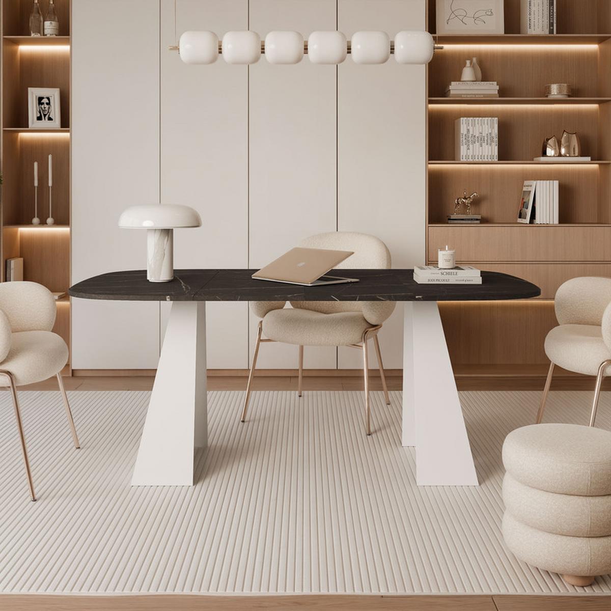 AUSZIEHTISCH ZELO 100/50/76 cm, Weiß / Grigia Pietra (Steingrau) - Weiß/Grau, Holzwerkstoff/Metall (50/100/76cm) - Idohome